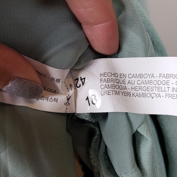 {Zara Basic} Wedding Event Formal Evening Beach Foam Green Maxi Dress - Picture 6 of 10